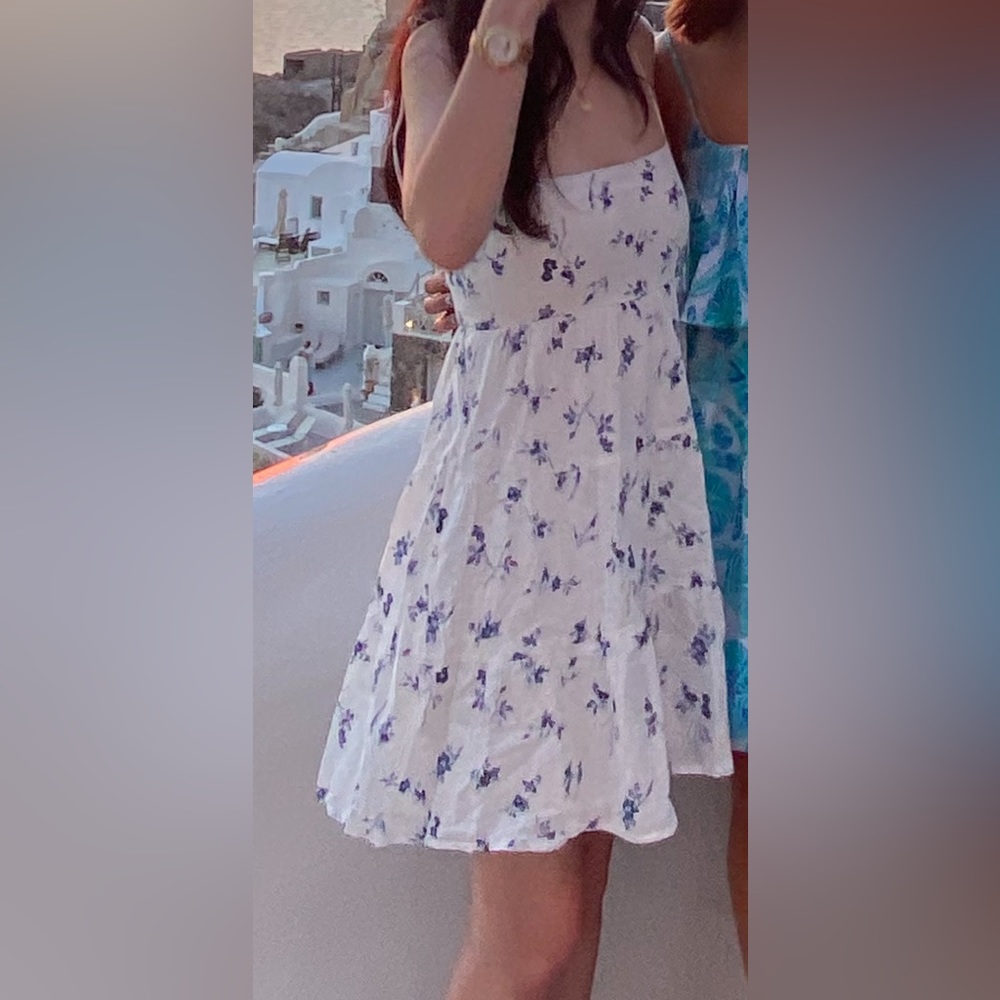 Abercrombie sundress. Blue and white floral tie strap